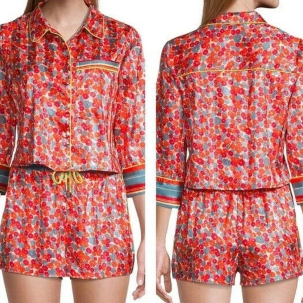 Free People Pillow Talk Red Poppy Pajama Short Set, Great Condition